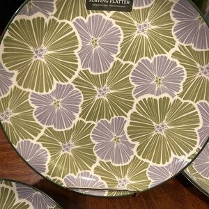Floral Serving Platter in Green & Lavender